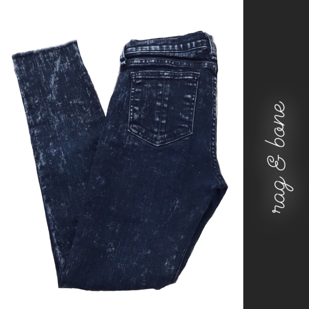 🏝️ Rag & Bone Acid Wash Frayed Skinny Jeans in Blue • 25